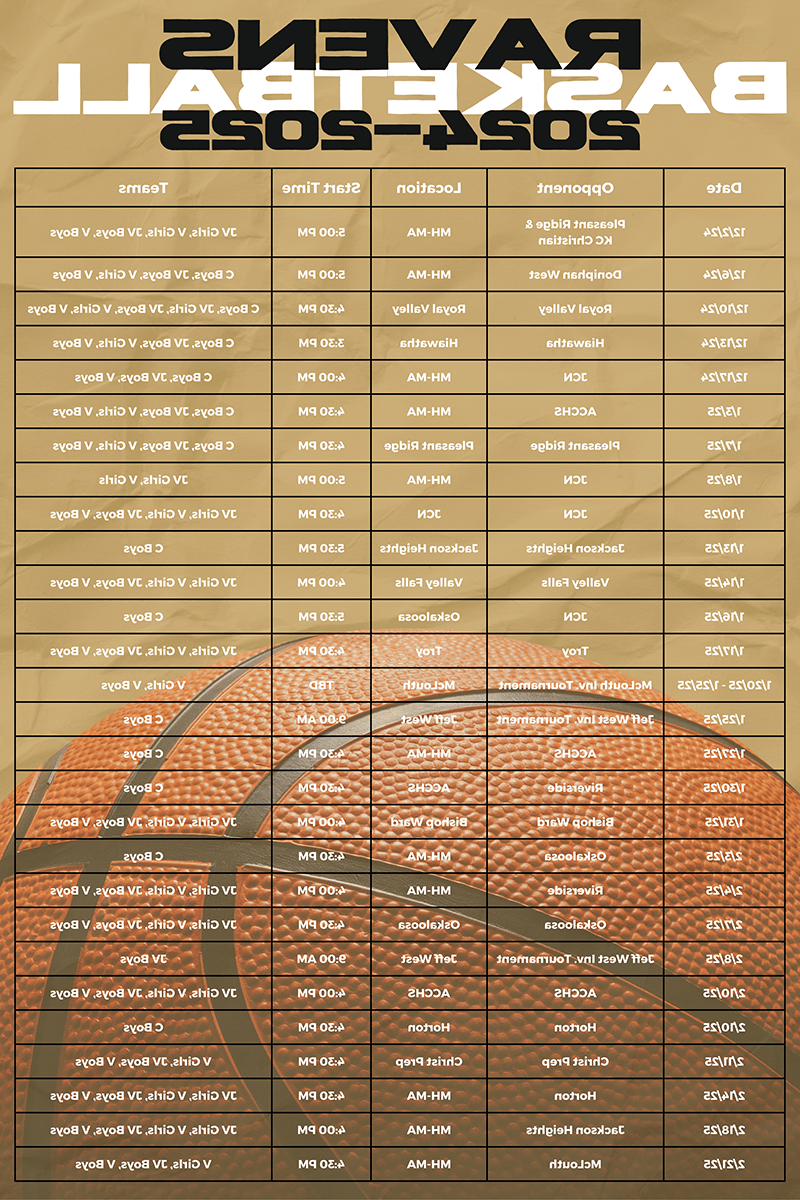 Basketball Schedule for 2024-2025